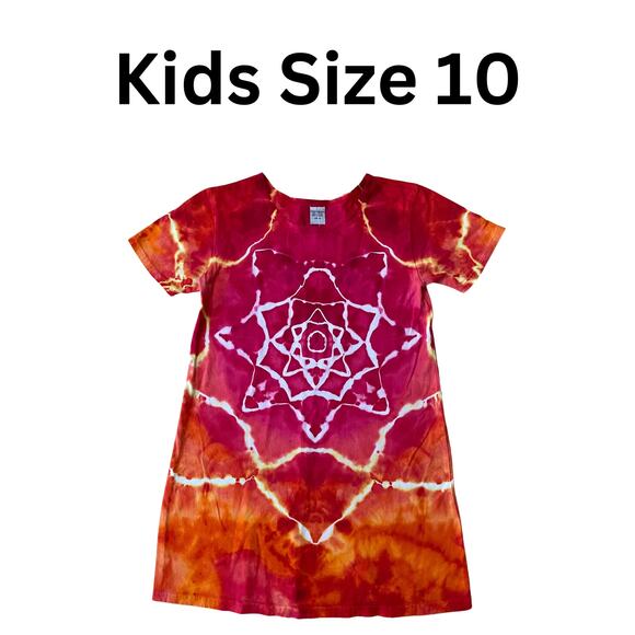 Girls Ice Dyed Sundress - Tie Dye A-line Dress - Handmade (Kid's Size 10) - Picture 3 of 11